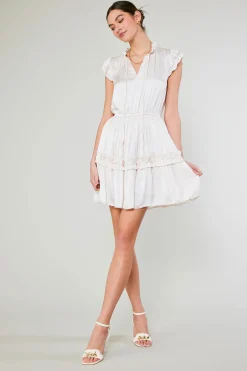 Mini Dresses-Current Air Flutter Sleeve Mini Dress PEARL