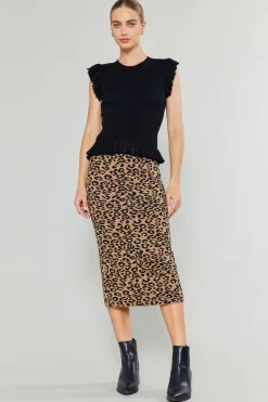 Knitwear|Sweaters-Current Air Flutter Sleeve Sweater Top BLACK