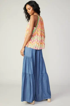 Sleeveless Tops-Current Air Gradient Chevron Tank ORANGEMLT