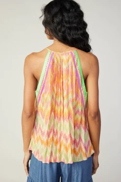 Sleeveless Tops-Current Air Gradient Chevron Tank ORANGEMLT