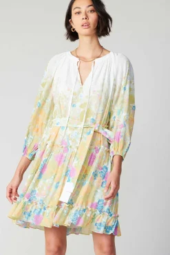 Mini Dresses-Current Air Gradient Floral Motif Mini Dress MULTI