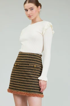 Skirts-Current Air Houndstooth Mini Skirt MLT