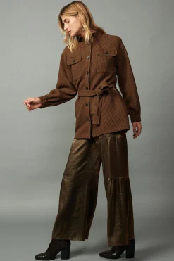 Coats & Jackets-Current Air Houndstooth Oversized Jacket TOFFEE