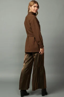 Coats & Jackets-Current Air Houndstooth Oversized Jacket TOFFEE