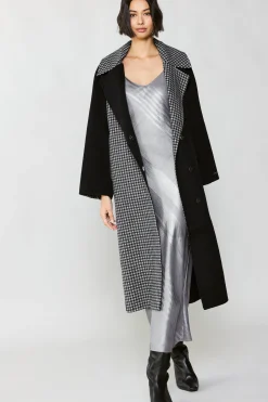 Coats & Jackets-Current Air Houndstooth Oversized Wool Coat BLACK-HOUNDSTOOTH