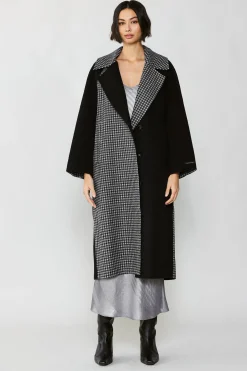 Coats & Jackets-Current Air Houndstooth Oversized Wool Coat BLACK-HOUNDSTOOTH