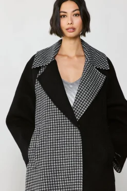 Coats & Jackets-Current Air Houndstooth Oversized Wool Coat BLACK-HOUNDSTOOTH