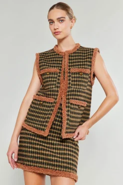 Coats & Jackets-Current Air Houndstooth Vest MLT