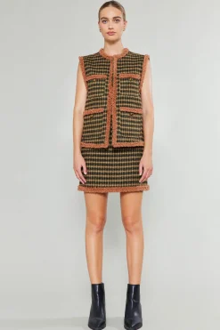 Coats & Jackets-Current Air Houndstooth Vest MLT