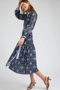 Maxi Dresses|Midi Dresses-Current Air Kaleidoscope Motif Maxi Dress NAVYMLT
