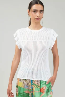 Knitwear-Current Air Knit Crewneck Ruffled Tank WHITE