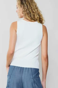 Knitwear|Sleeveless Tops-Current Air Knit Tank Top WHITE