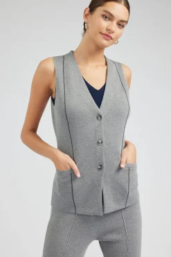 Knitwear-Current Air Knit Vest HEATHERGREY