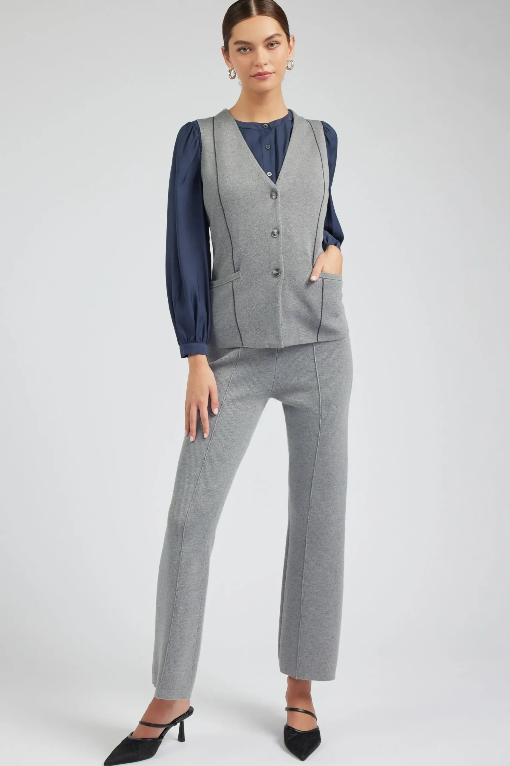 Knitwear-Current Air Knit Vest HEATHERGREY