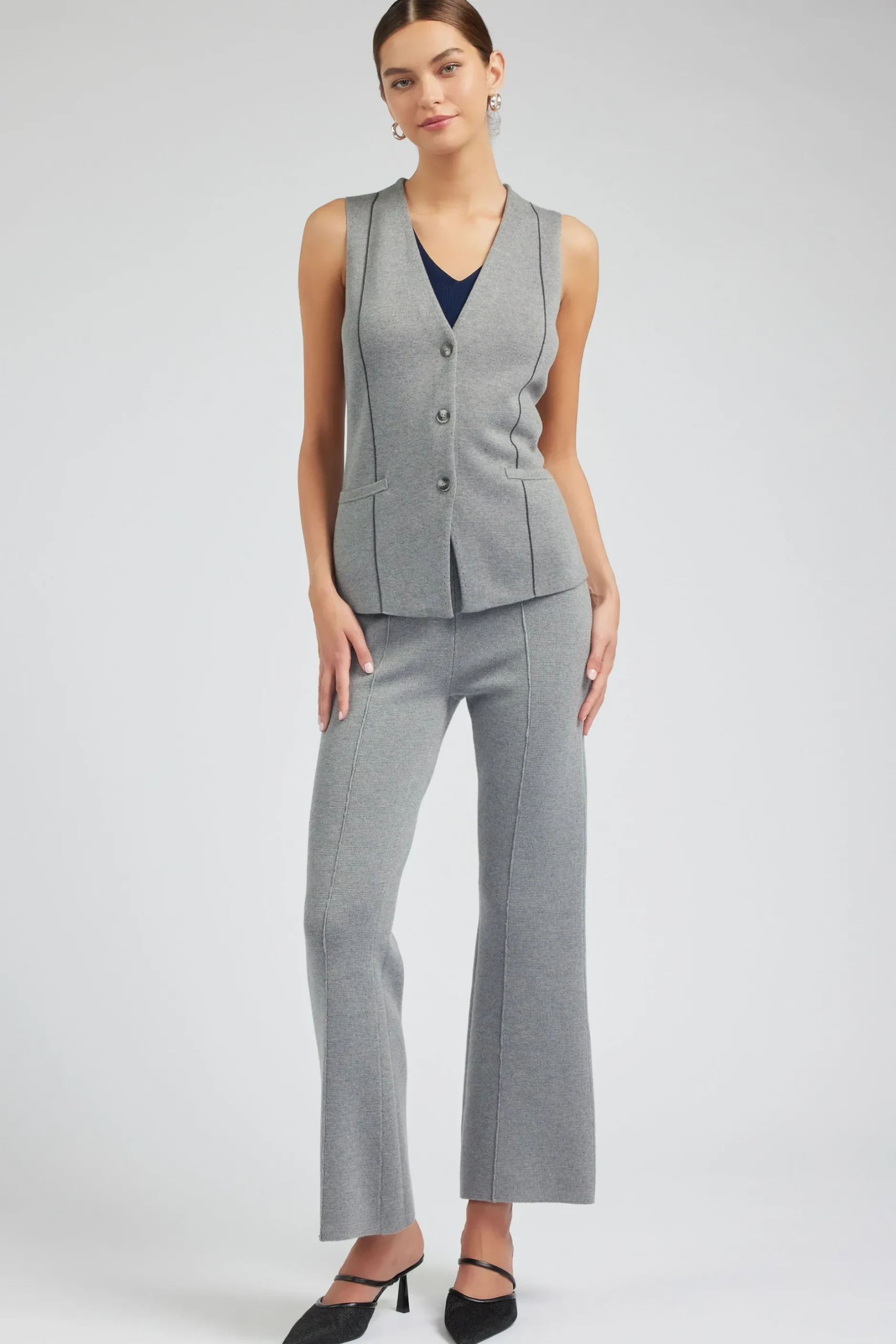 Knitwear-Current Air Knit Vest HEATHERGREY