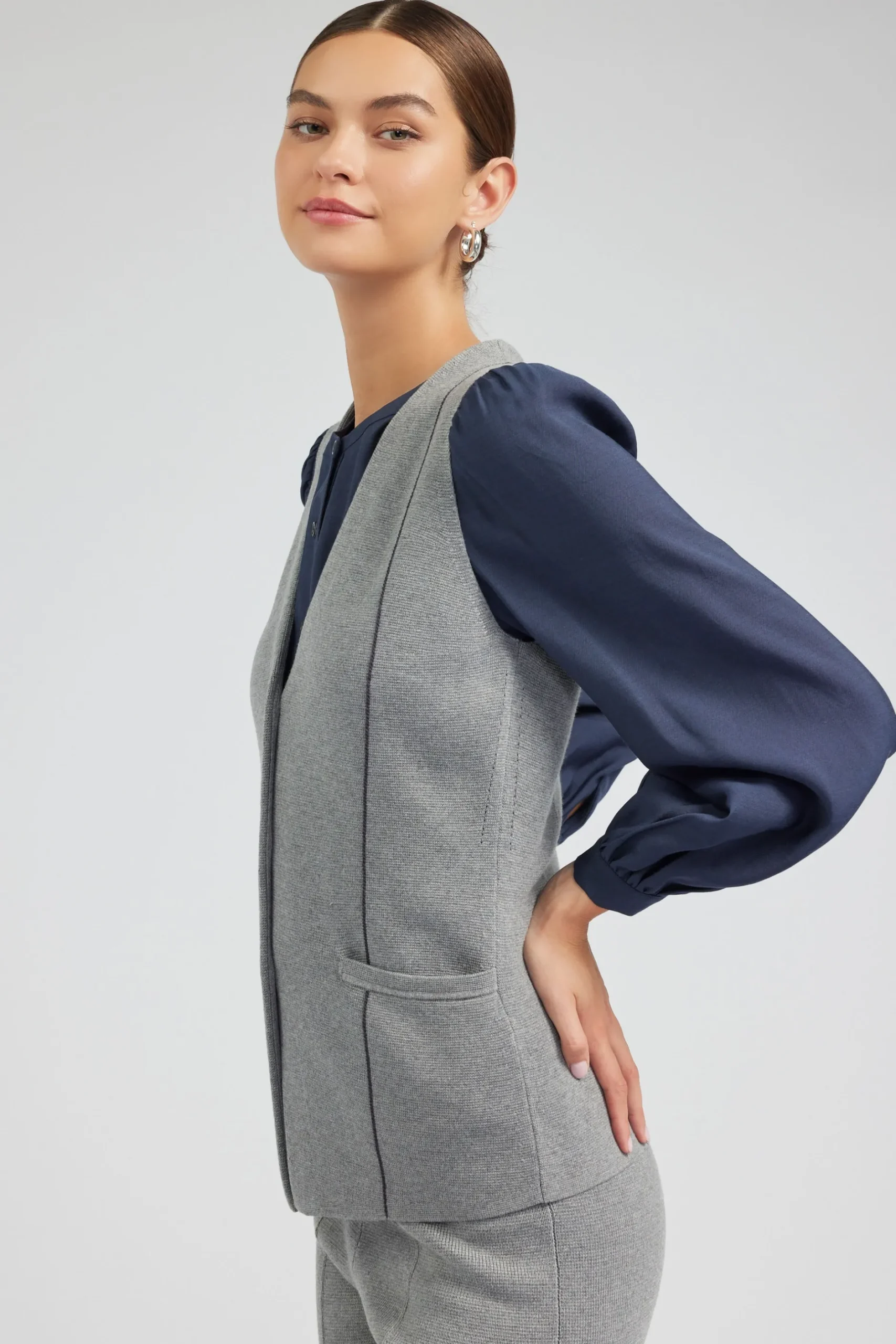 Knitwear-Current Air Knit Vest HEATHERGREY