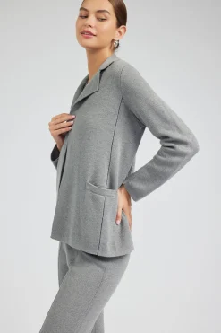 Sweaters|Knitwear-Current Air Knitted Blazer HEATHERGREY