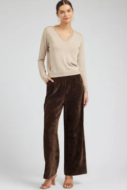 Knitwear|Sweaters-Current Air Lace Detail Sweater Top OATMEAL