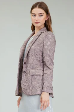Coats & Jackets-Current Air Lace Single Breasted Blazer TAUPEGREY