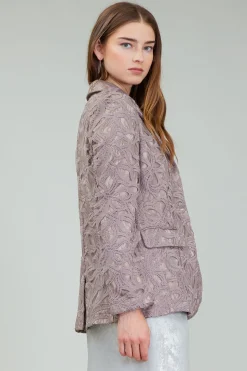 Coats & Jackets-Current Air Lace Single Breasted Blazer TAUPEGREY