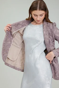 Coats & Jackets-Current Air Lace Single Breasted Blazer TAUPEGREY