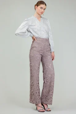 Pants-Current Air Lace Straight Pant TAUPEGREY