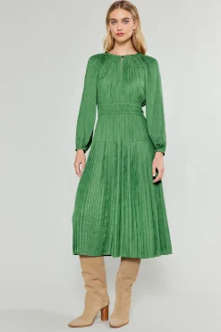 Midi Dresses-Current Air Laraline Paisley Jacquard Midi Dress LEAFGREEN