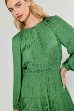 Midi Dresses-Current Air Laraline Paisley Jacquard Midi Dress LEAFGREEN