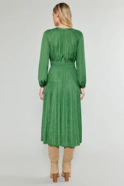 Midi Dresses-Current Air Laraline Paisley Jacquard Midi Dress LEAFGREEN