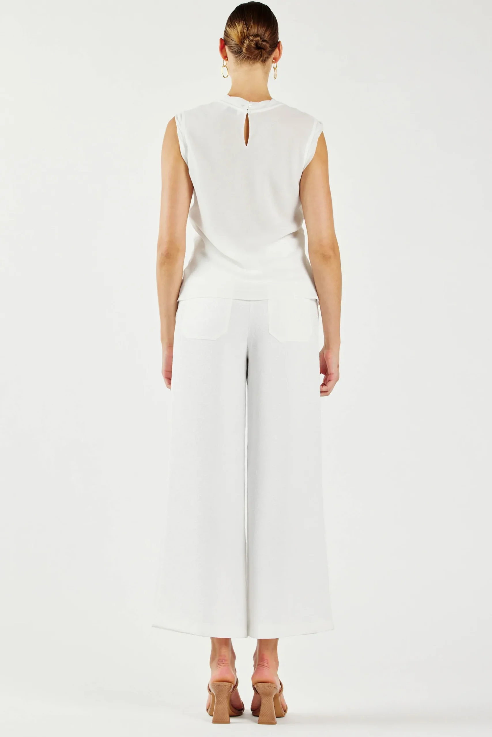 Sleeveless Tops-Current Air Layered Tank Top WHITE