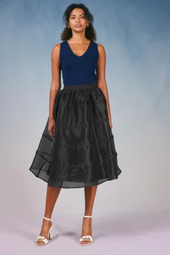 Skirts-Current Air Lined Organza Skirt BLACK