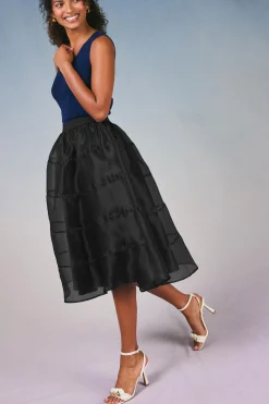 Skirts-Current Air Lined Organza Skirt BLACK