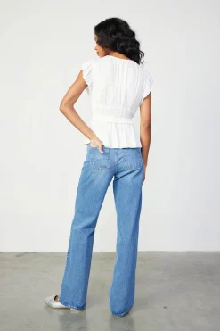 Sleeveless Tops-Current Air Mara Pleated Sleeveless Blouse OFFWHITE