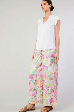 Short Sleeve Tops-Current Air Margot Pleated Sleeve Blouse OFFWHITE