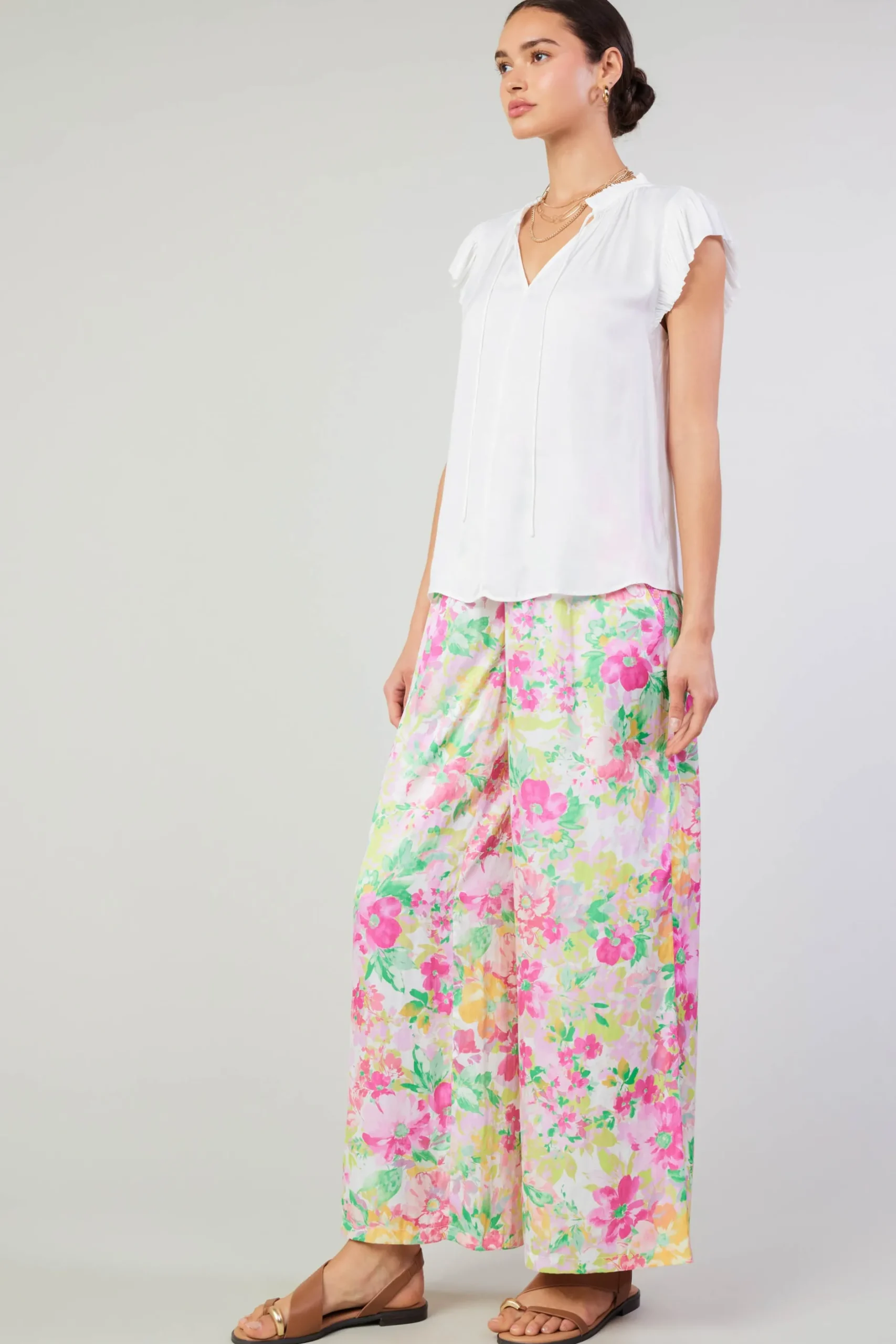 Short Sleeve Tops-Current Air Margot Pleated Sleeve Blouse OFFWHITE