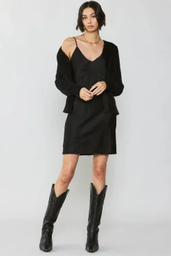 Cardigans-Current Air Metallic Contrast Cardigan GOLD-BLACK