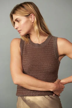 Knitwear|Coats & Jackets-Current Air Metallic Sweater Shrug Set METALLICBROWN