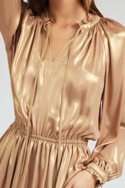 Mini Dresses-Current Air Metallic Tiered Mini Dress GOLD