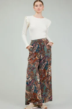Pants-Current Air Mixed Print Pants BROWNMLT