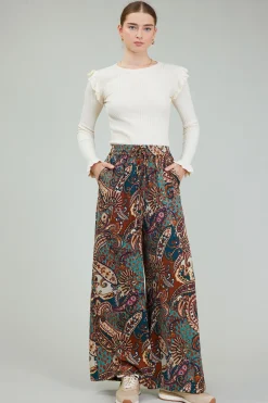 Pants-Current Air Mixed Print Pants BROWNMLT