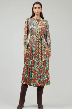 Midi Dresses-Current Air Mixed Print Shirt Dress MLT