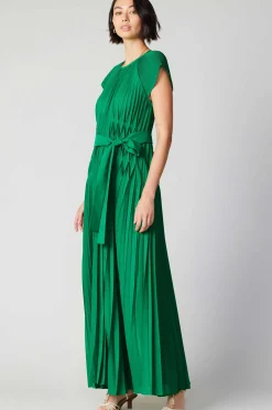 Maxi Dresses-Current Air Mona Pleated Maxi Dress GREEN