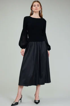 Knitwear-Current Air Nava Sweater Dress Set BLACK