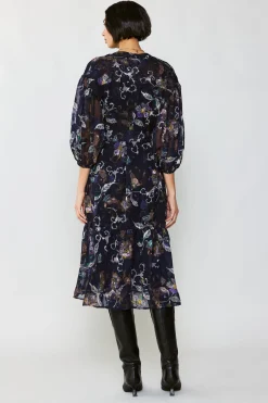 Midi Dresses-Current Air Navy Floral Midi Dress FLORALNAVY