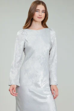 Maxi Dresses|Midi Dresses-Current Air Opalescent Textured Maxi Dress OYSTER