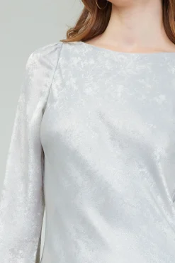 Maxi Dresses|Midi Dresses-Current Air Opalescent Textured Maxi Dress OYSTER