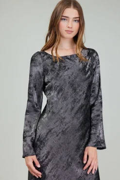 Maxi Dresses|Midi Dresses-Current Air Opalescent Textured Maxi Dress PLUMGUNMETAL