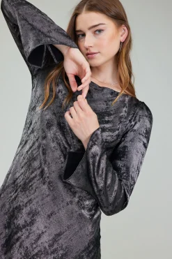 Maxi Dresses|Midi Dresses-Current Air Opalescent Textured Maxi Dress PLUMGUNMETAL