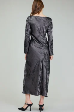 Maxi Dresses|Midi Dresses-Current Air Opalescent Textured Maxi Dress PLUMGUNMETAL