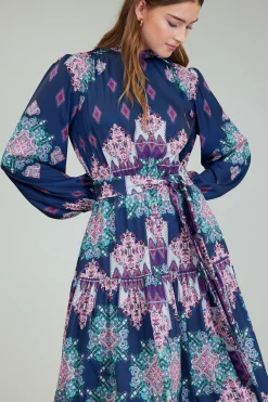 Midi Dresses-Current Air Ornate Border Printed Midi Dress MLT